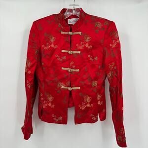 Daniel P Rebecca Women Jacket Size 2 Silk Blend Asian Boho Vintage Frog Closures